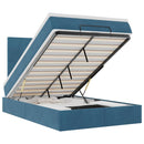 vidaXL Ottomán ágykeret matracokkal sötétkék 120x190cm bársony