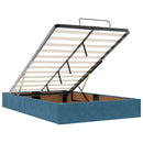 vidaXL Ottomán ágykeret matracokkal sötétkék 120x190cm bársony