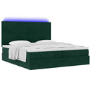 vidaXL Ottomán ágykeret matracokkal Sötétzöld 200x200cm bársony