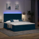 vidaXL Ottomán ágy matracokkal & LED-ek Sötétkék 200x200cm bársony