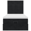 vidaXL Ottomán ágykeret matracokkal fekete 90x190cm bársony
