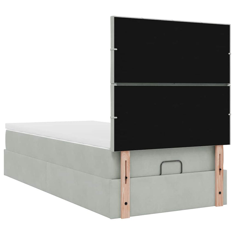 vidaXL Ottomán ágykeret matracokkal világosszürke 100x200cm bársony