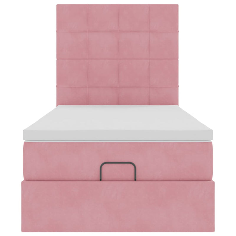 vidaXL Ottomán ágykeret matracokkal rózsaszín 100x200cm bársony
