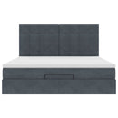 vidaXL Ottomán ágykeret matracokkal sötét szürke 160x200cm bársony
