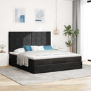 vidaXL Ottomán ágykeret matracokkal fekete 160x200cm bársony