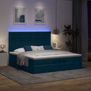 vidaXL Ottomán ágy matracokkal & LED-ek Sötétkék 200x200cm bársony