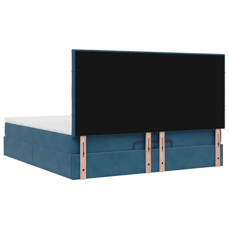 vidaXL Ottomán ágy matracokkal & LED-ek Sötétkék 200x200cm bársony