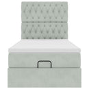vidaXL Ottomán ágykeret matracokkal világosszürke 100x200cm bársony