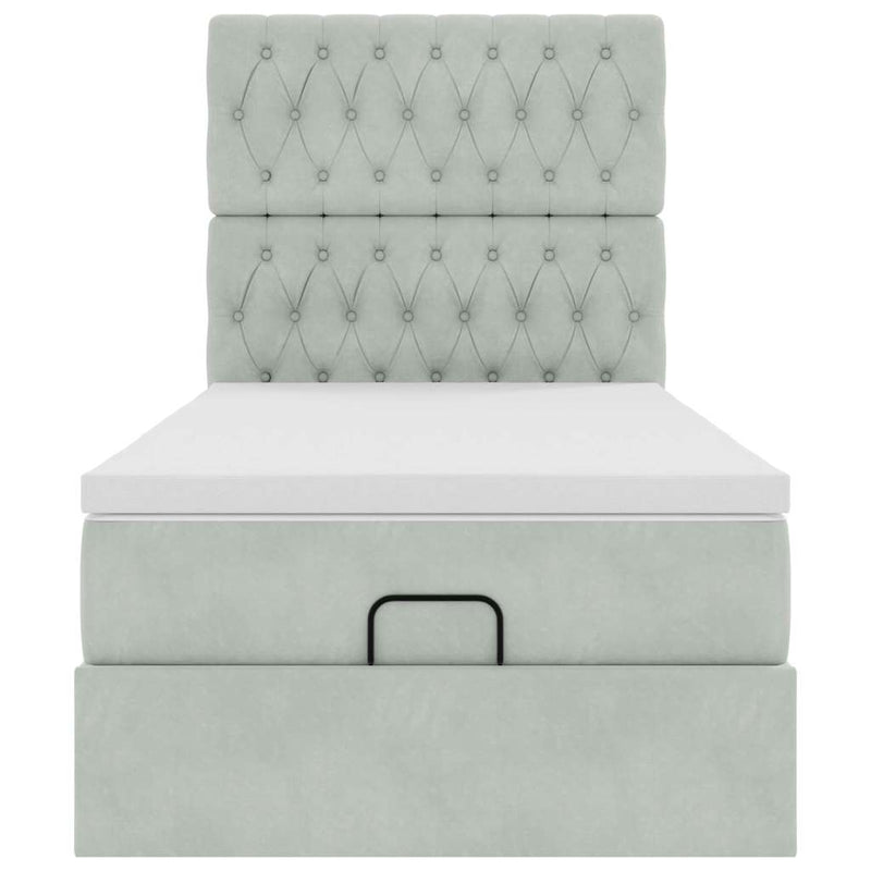 vidaXL Ottomán ágykeret matracokkal világosszürke 100x200cm bársony