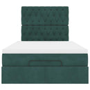 vidaXL Ottomán ágykeret matracokkal sötétzöld 120x190cm bársony