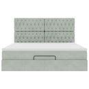 vidaXL Ottomán ágykeret matracokkal világosszürke 160x200cm bársony