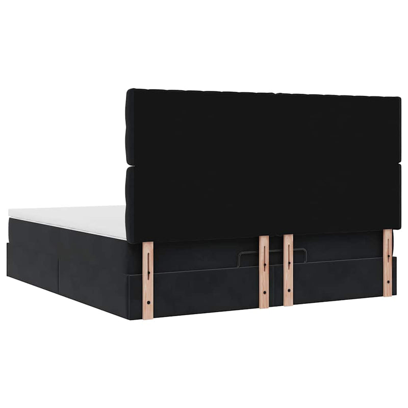 vidaXL Ottomán ágykeret matracokkal fekete 160x200cm bársony