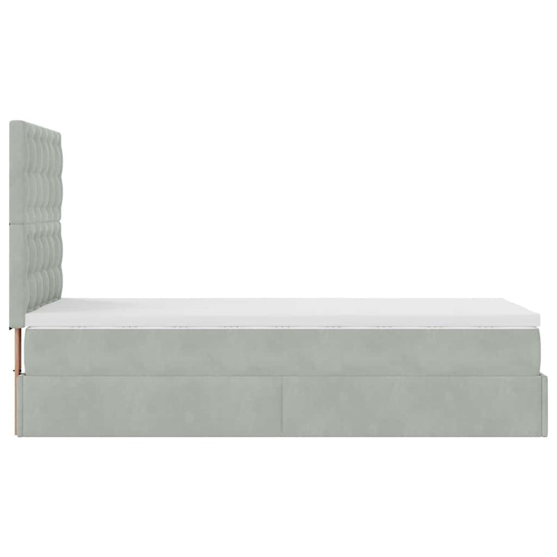 vidaXL Ottomán ágykeret matracokkal világosszürke 80x200cm bársony