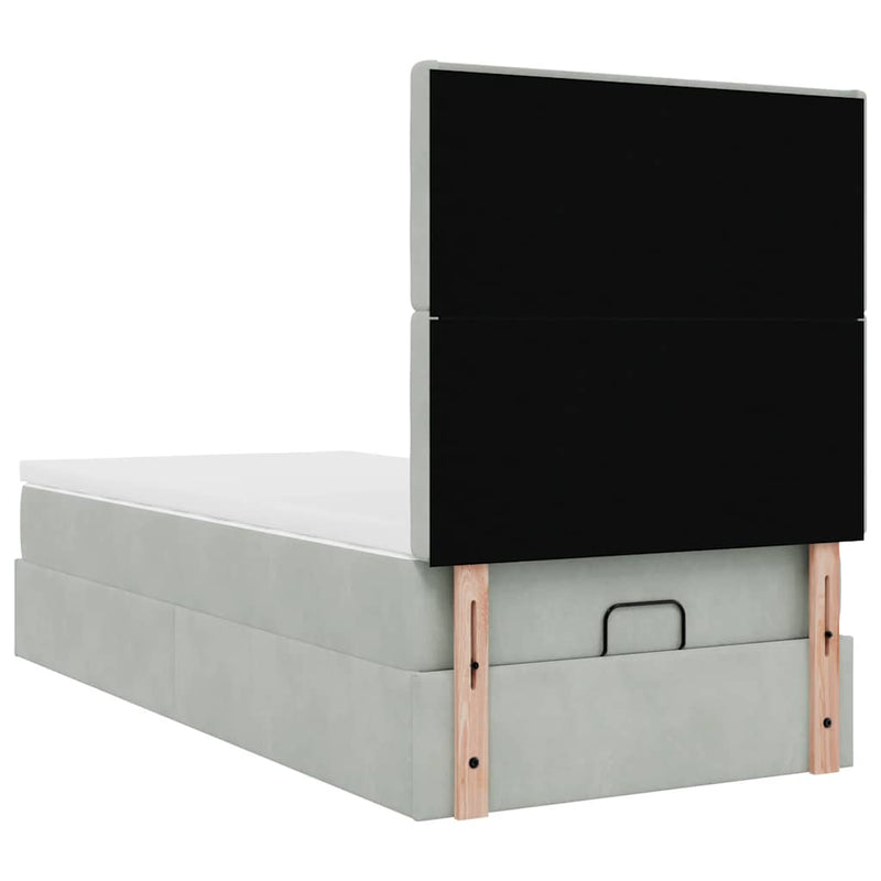 vidaXL Ottomán ágykeret matracokkal világosszürke 100x200cm bársony