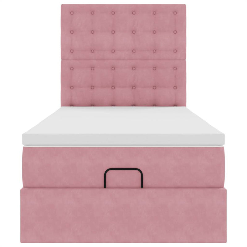 vidaXL Ottomán ágykeret matracokkal rózsaszín 100x200cm bársony