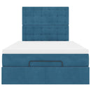 vidaXL Ottomán ágykeret matracokkal sötétkék 120x190cm bársony