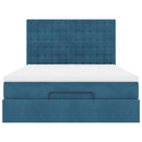 vidaXL Ottomán ágykeret matracokkal sötétkék 140x200cm bársony
