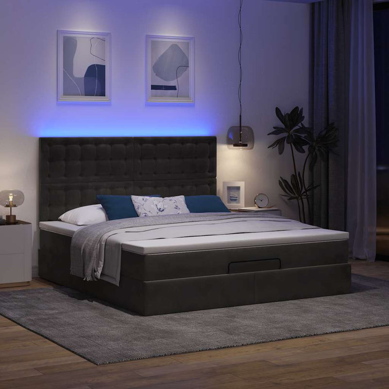 vidaXL Ottomán ágykeret matracokkal fekete 180x200cm bársony