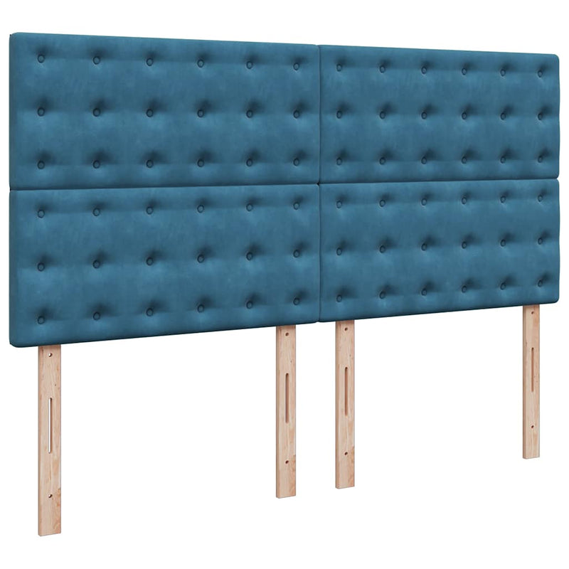 vidaXL Ottomán ágykeret matracokkal sötétkék 180x200cm bársony