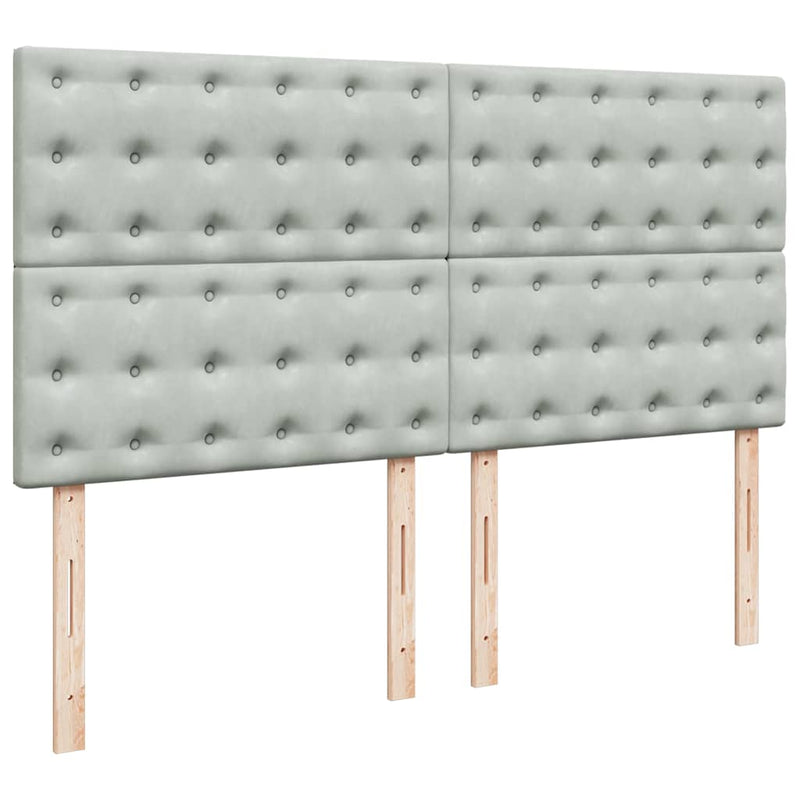 vidaXL Ottomán ágykeret matracokkal világosszürke 200x200cm bársony