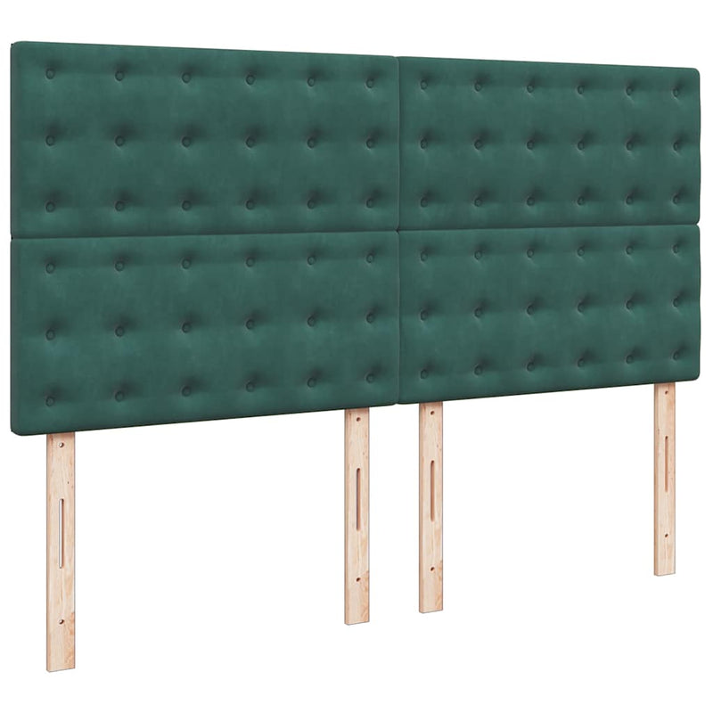 vidaXL Ottomán ágykeret matracokkal Sötétzöld 200x200cm bársony