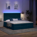 vidaXL Ottomán ágy matracokkal & LED-ek Sötétkék 200x200cm bársony
