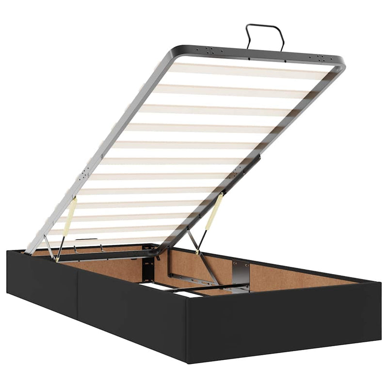 vidaXL fekete műbőr ottomán ágy matracokkal & LED-ek 160x200cm