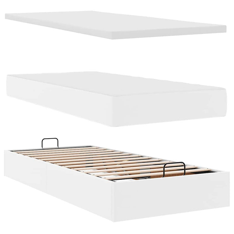 vidaXL tiszta fehér műbőr ottomán ágy matracokkal & LED-ek 180x200cm