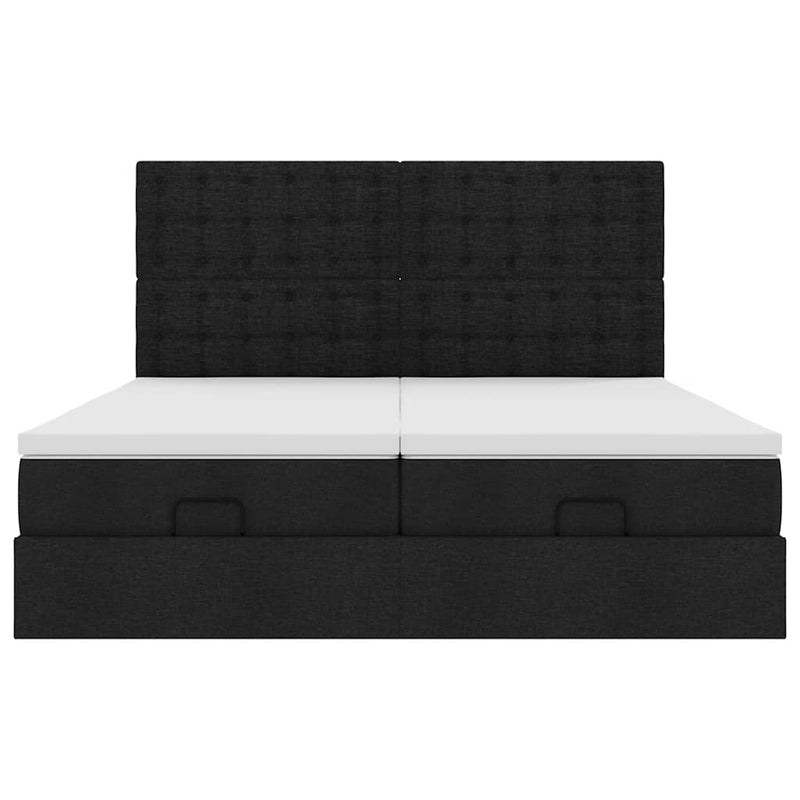 vidaXL Ottomán ágykeret matracokkal Fekete 180x200cm szövet