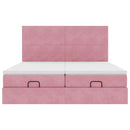 vidaXL Ottomán ágykeret matracokkal Rózsaszín 200x200cm bársony