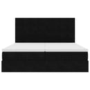 vidaXL Ottomán ágykeret matracokkal Fekete 200x200cm bársony