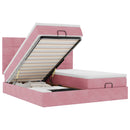 vidaXL Ottomán ágykeret matracokkal Rózsaszín 200x200cm bársony