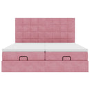 vidaXL Ottomán ágykeret matracokkal Rózsaszín 200x200cm bársony