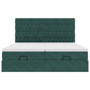 vidaXL Ottomán ágykeret matracokkal sötétzöld 180x200cm bársony