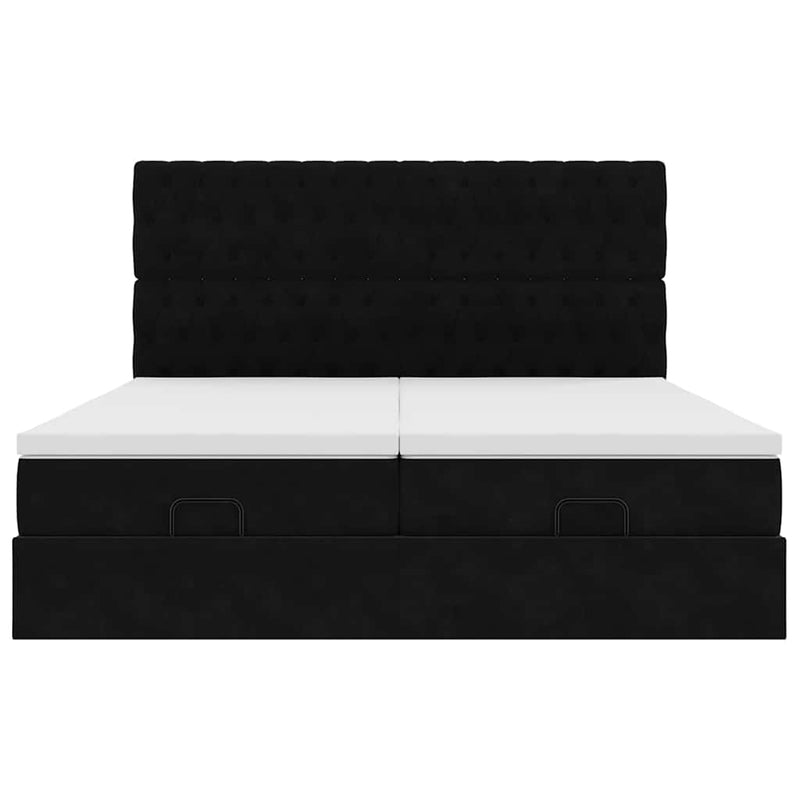 vidaXL Ottomán ágykeret matracokkal Fekete 200x200cm bársony
