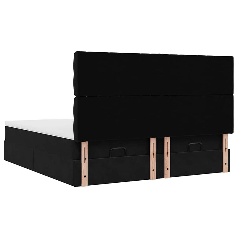 vidaXL Ottomán ágykeret matracokkal Fekete 200x200cm bársony