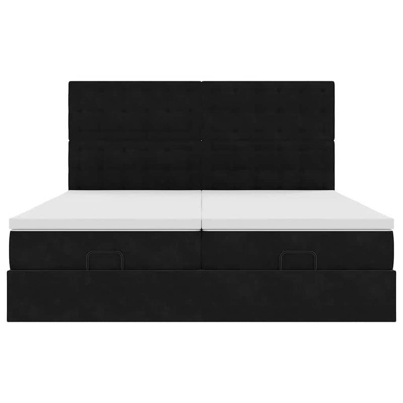 vidaXL Ottomán ágykeret matracokkal fekete 180x200cm bársony