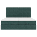 vidaXL Ottomán ágykeret matracokkal sötétzöld 180x200cm bársony