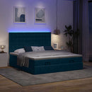 vidaXL Ottomán ágy matracokkal & LED-ek Sötétkék 200x200cm bársony
