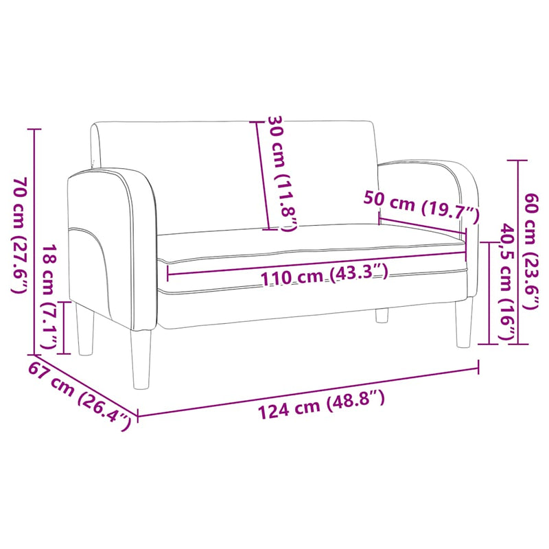 vidaXL krém műbőr loveseat kanapé 110 cm