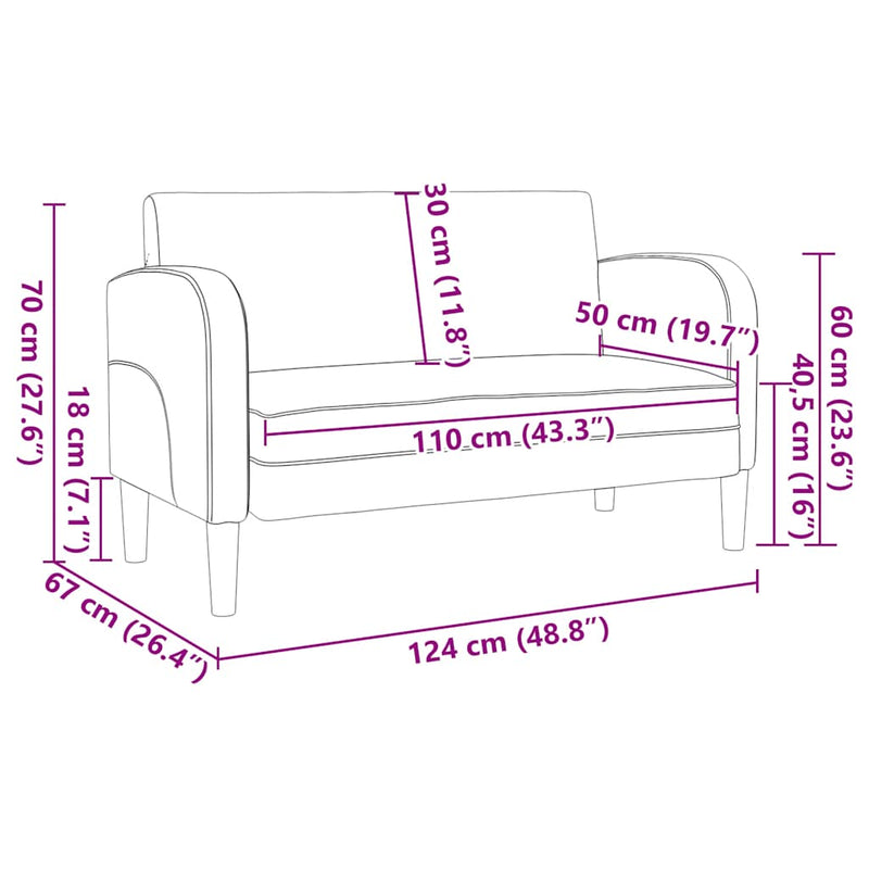 vidaXL bordó műbőr loveseat kanapé 110 cm