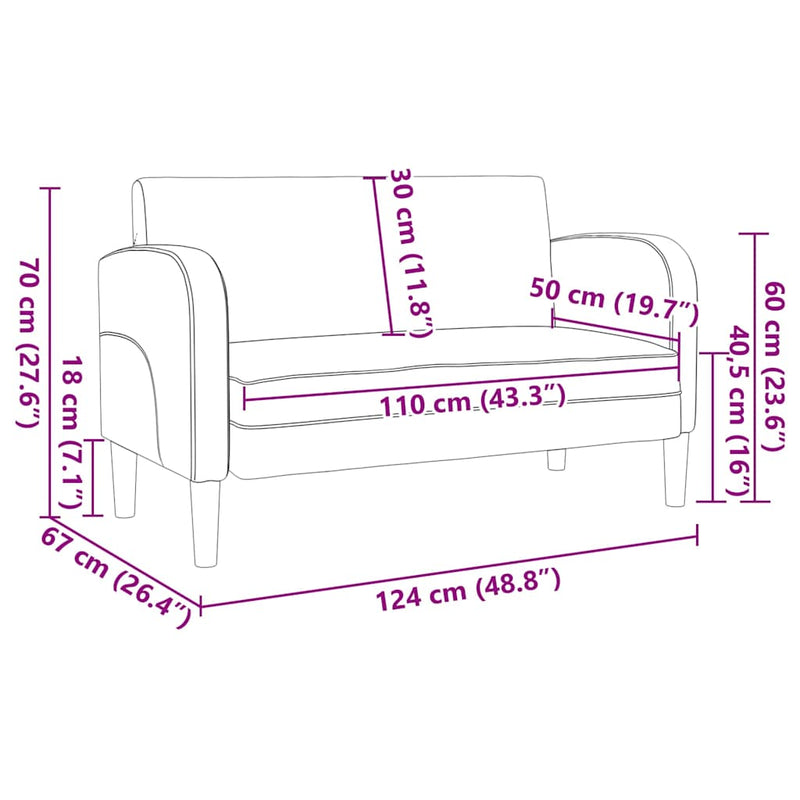 vidaXL barna műbőr loveseat kanapé 110 cm