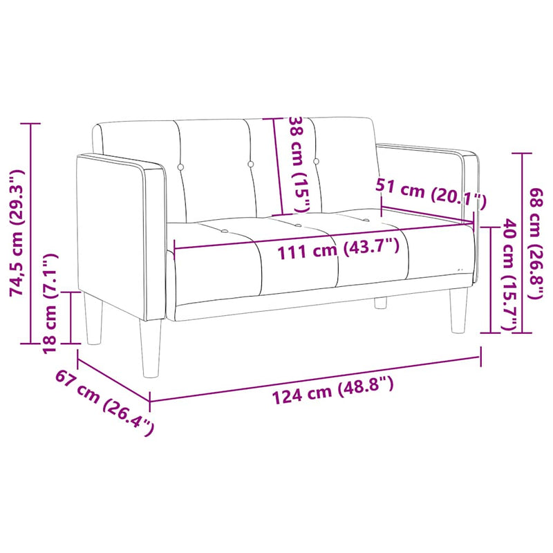 vidaXL világosszürke bársony loveseat kanapé 111 cm