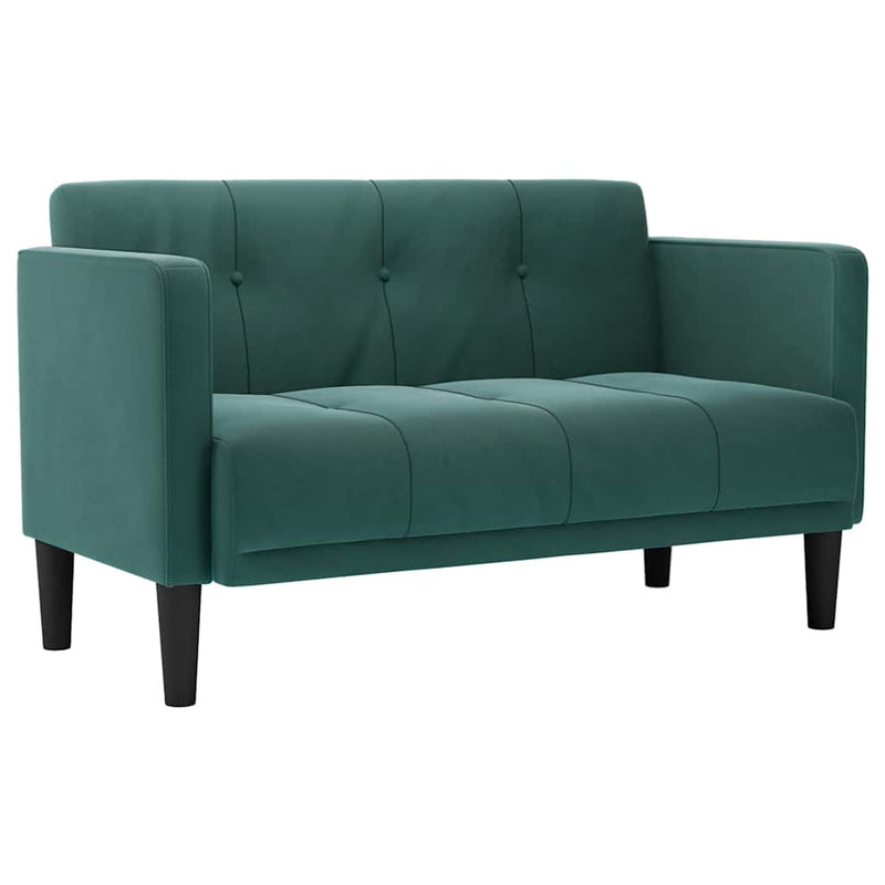 vidaXL sötétzöld bársony loveseat kanapé 111 cm