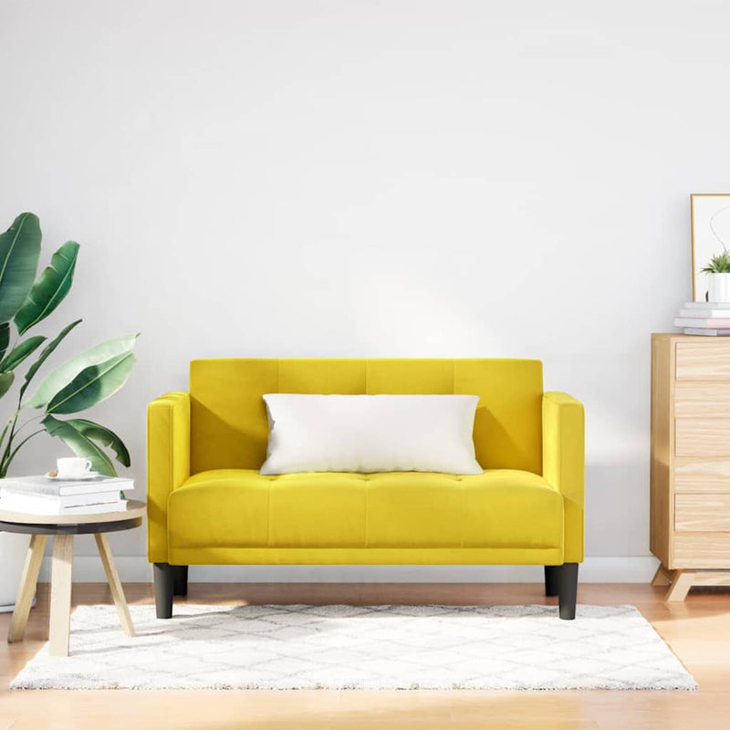 vidaXL sárga bársony loveseat kanapé 111 cm