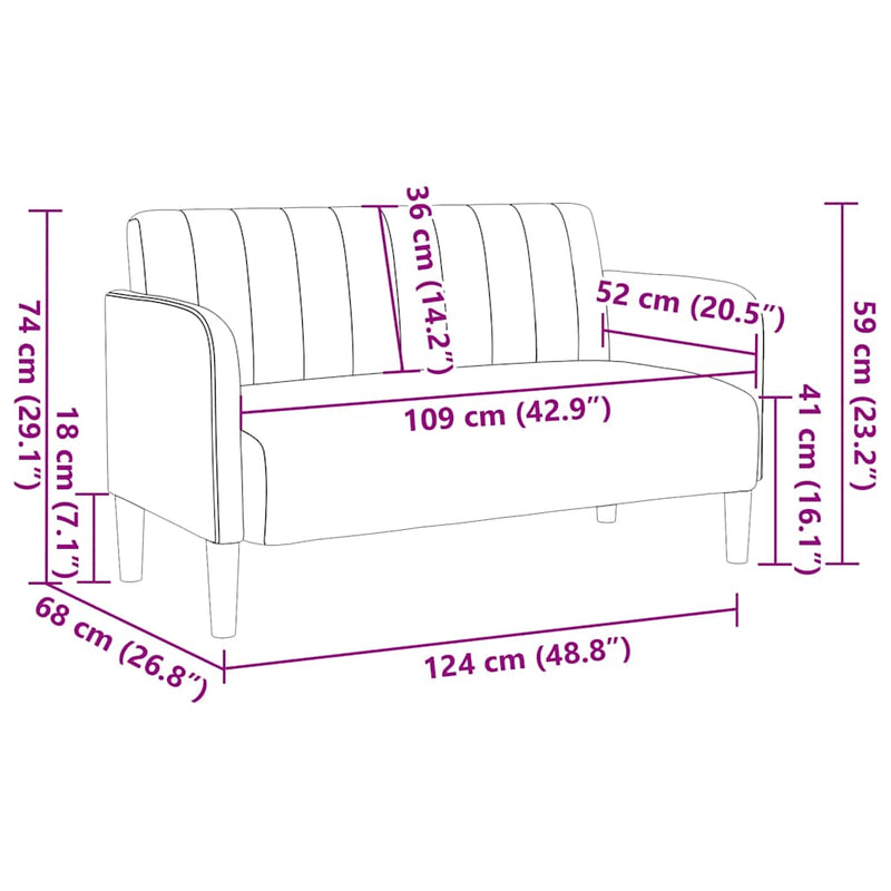 vidaXL rózsaszín bársony loveseat kanapé 109 cm