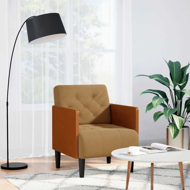 vidaXL barna bársony kanapészék karfás szék 55 cm