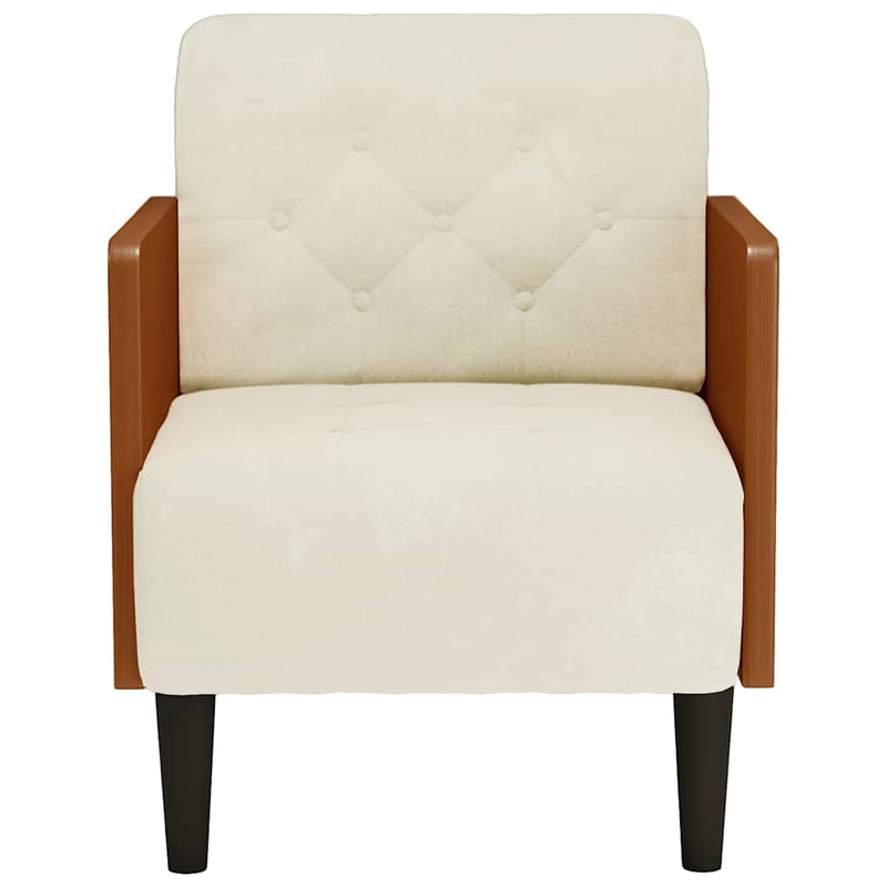 vidaXL krém bársony kanapészék karfás szék 55 cm