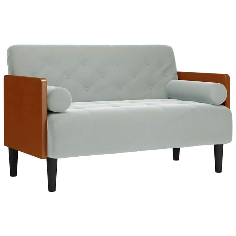 vidaXL világosszürke bársony loveseat kanapé párnákkal 110 cm