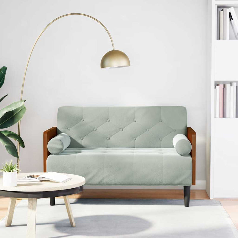 vidaXL világosszürke bársony loveseat kanapé párnákkal 110 cm